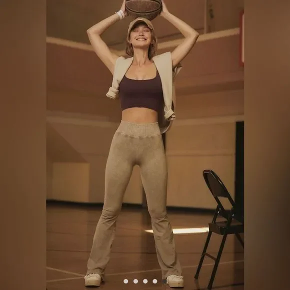 NEW! Free People Good Karma Flare Leg Leggings Mushroom! - Picture 2 of 7